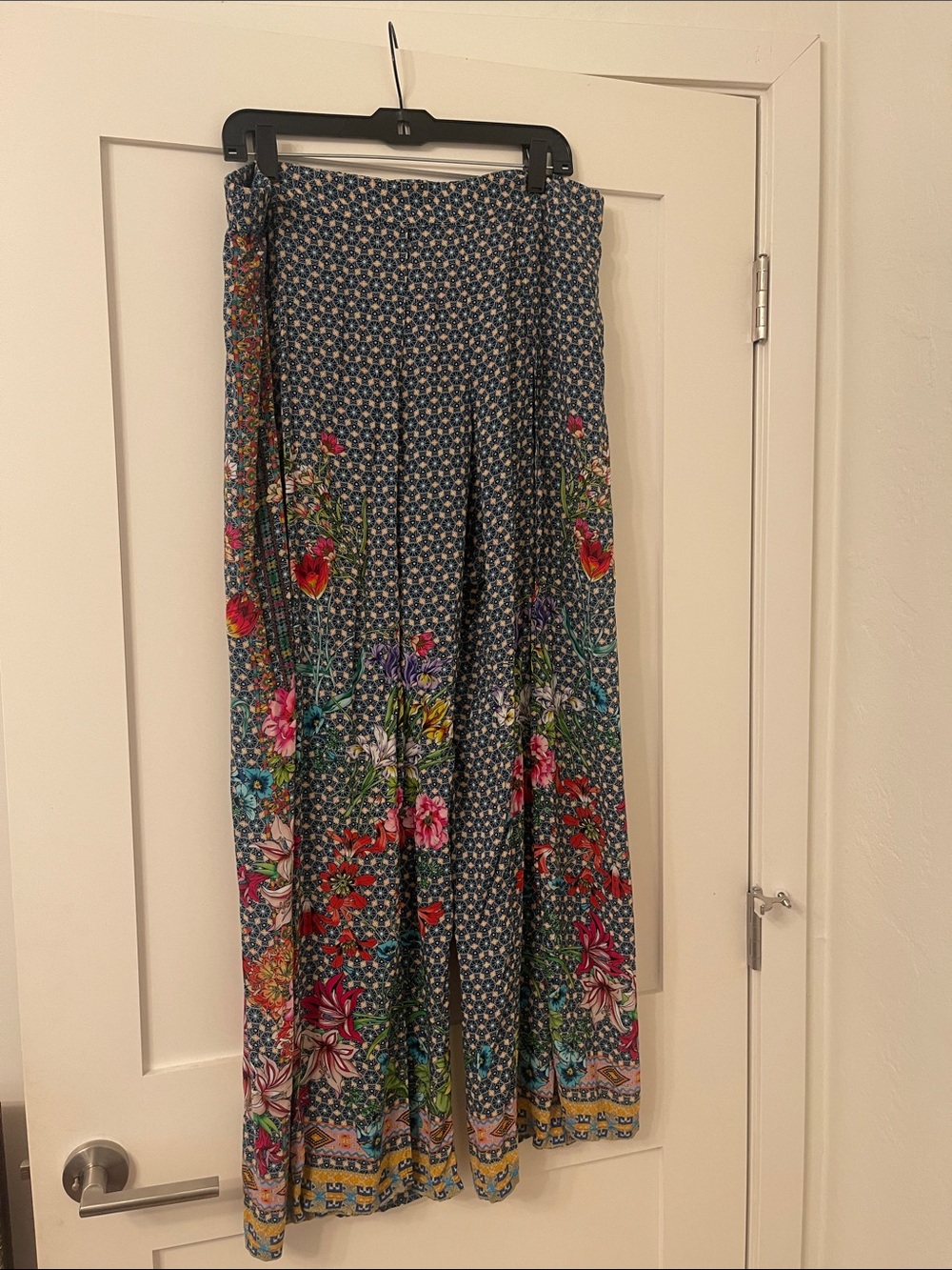 Johnny Was Navy Floral Panel Maxi Skirt XL